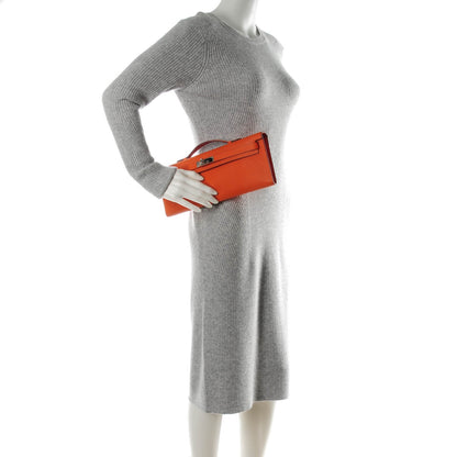 Hermes Epsom Kelly Cut Clutch Pochette Feu 2 of 13