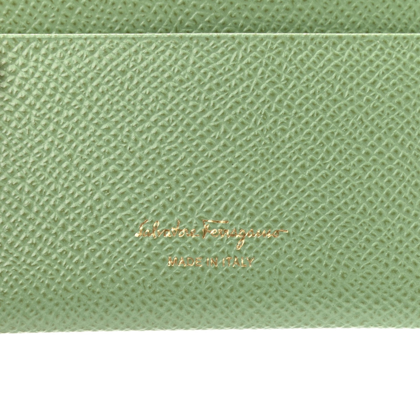 Grained Calfskin Card Holder Green