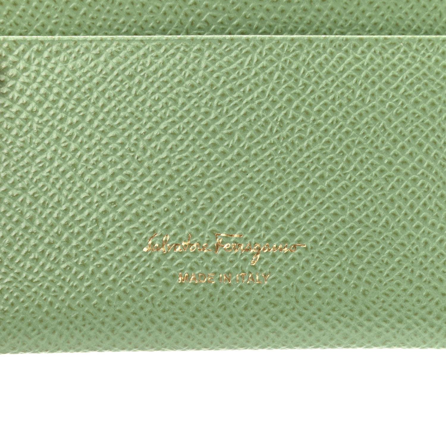 Salvatore Ferragamo Grained Calfskin Card Holder Green 6 of 7