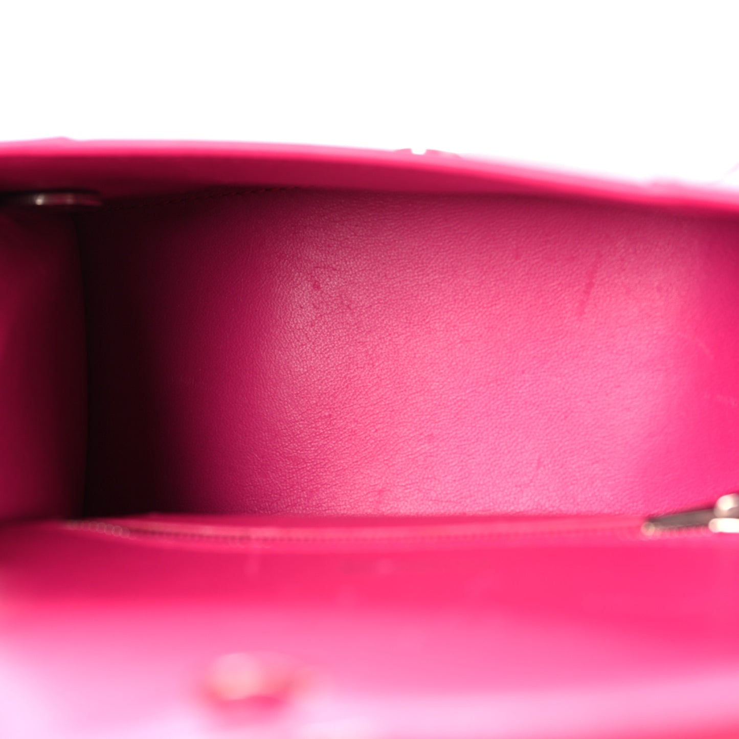Shiny Box Calfskin Small Hourglass Top Handle Bag Acid Fuchsia