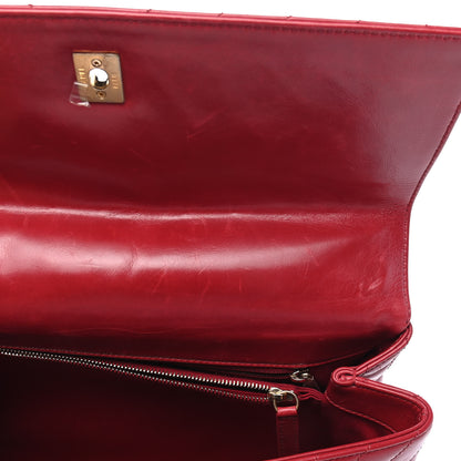 Chanel Calfskin Chevron Quilted Large Coco Handle Flap Red 11 of 11