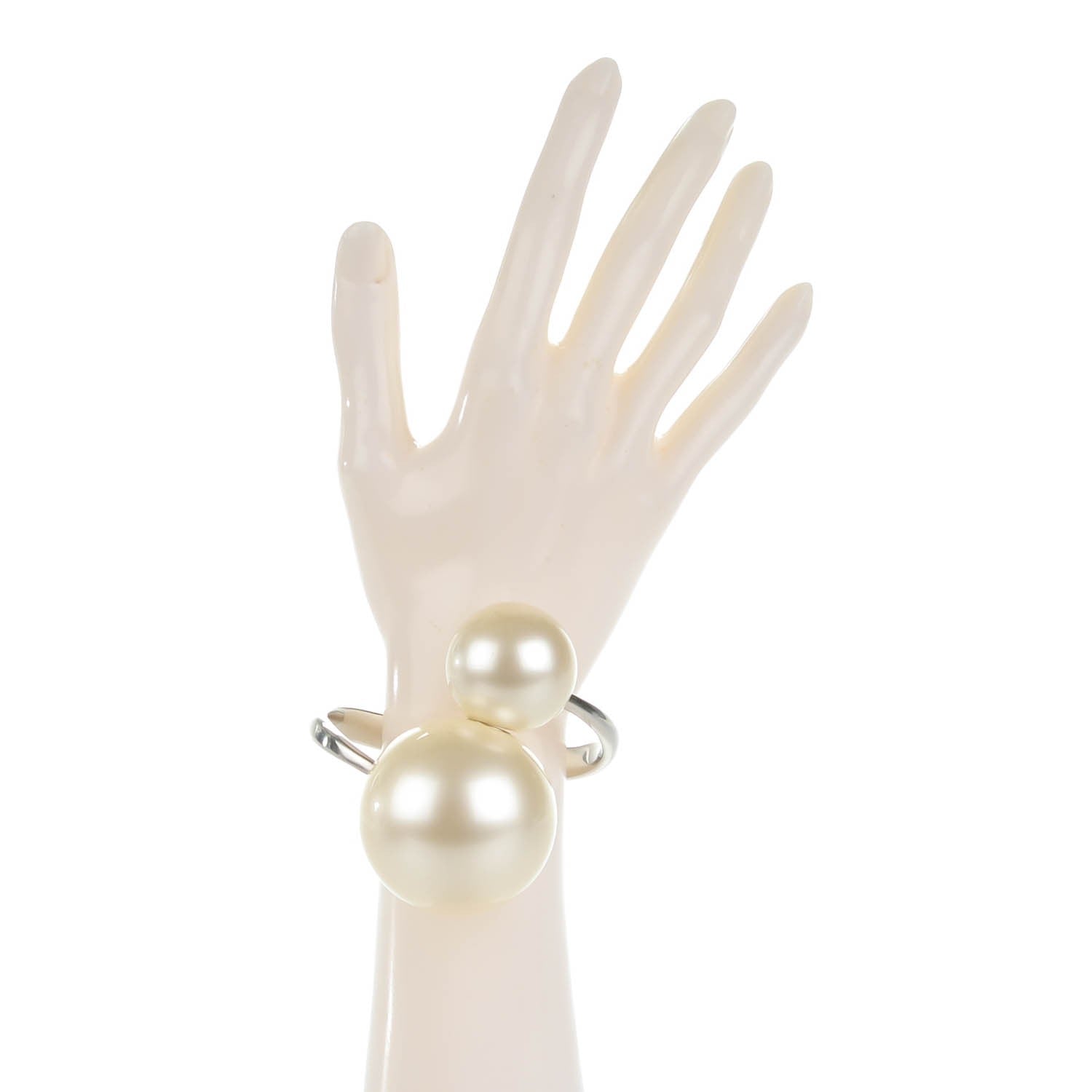 Chanel Double Pearl Cuff Silver 2 of 7