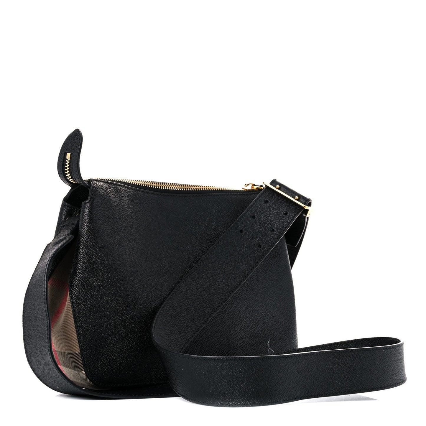 Soft Grain Calfskin House Check Small Helmsley Crossbody Black
