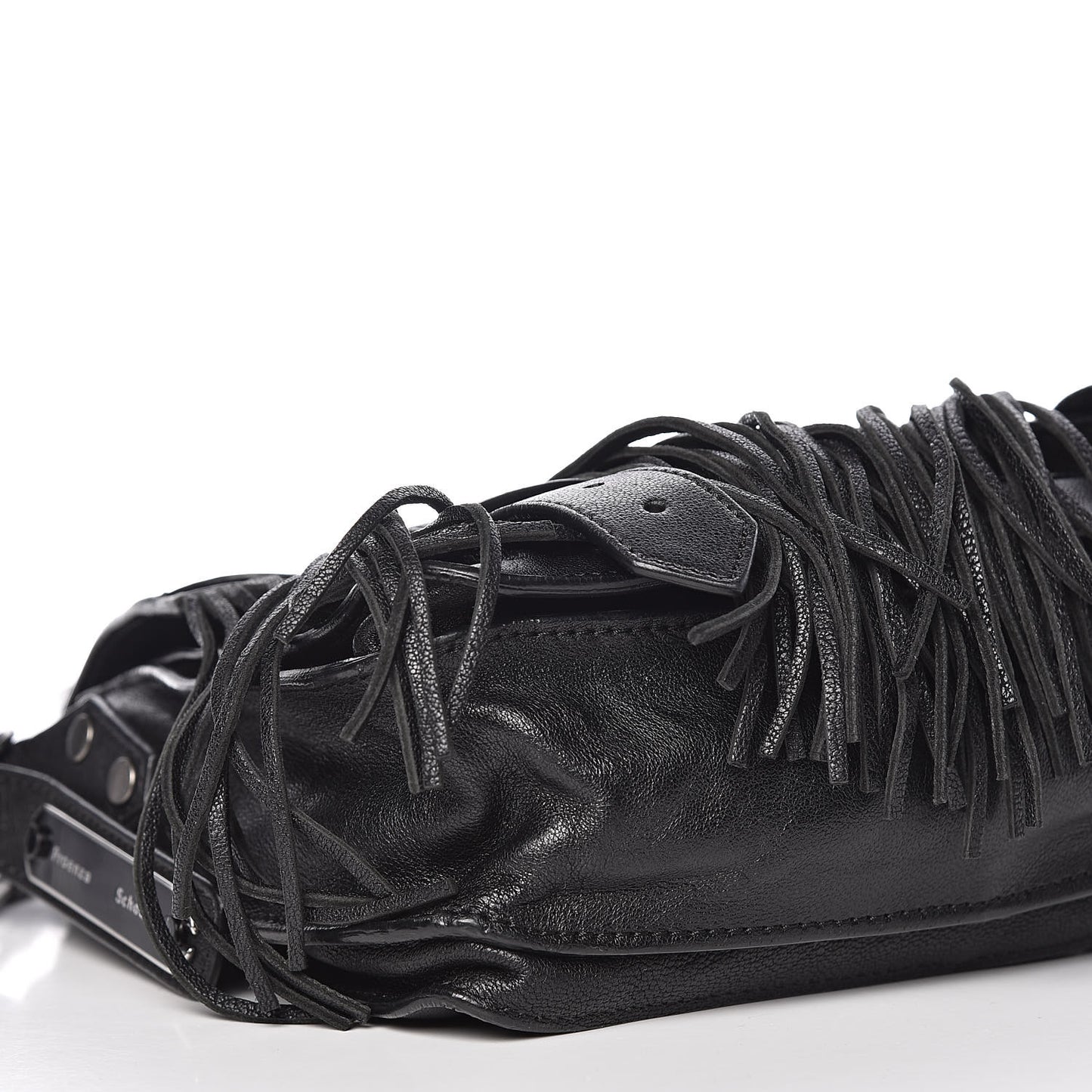 Lambskin Fringe PS1 Crossbody Pouch Black