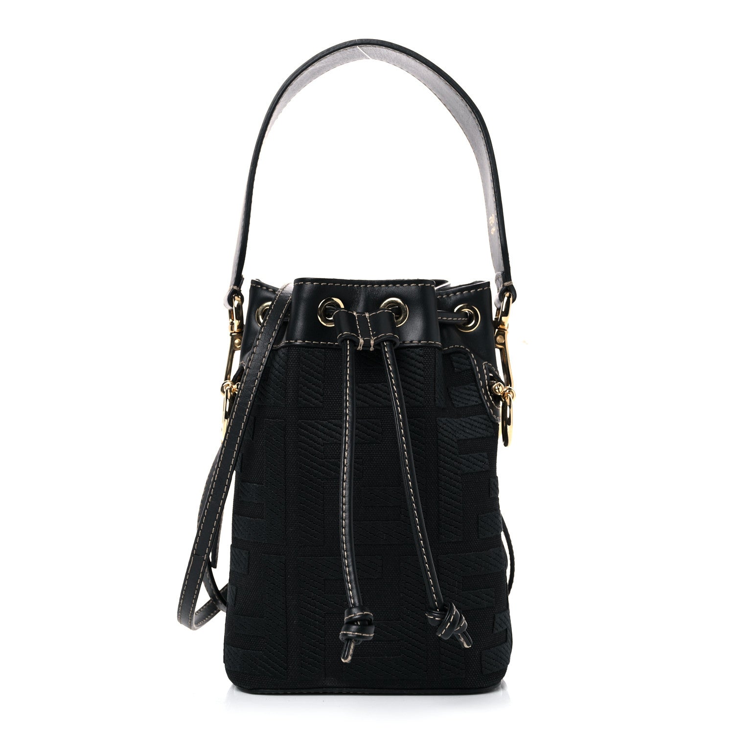 Fendi Canvas Vitello King F is Fendi FF Embroidered Mini Mon Tresor Bucket Bag Black 1 of 16