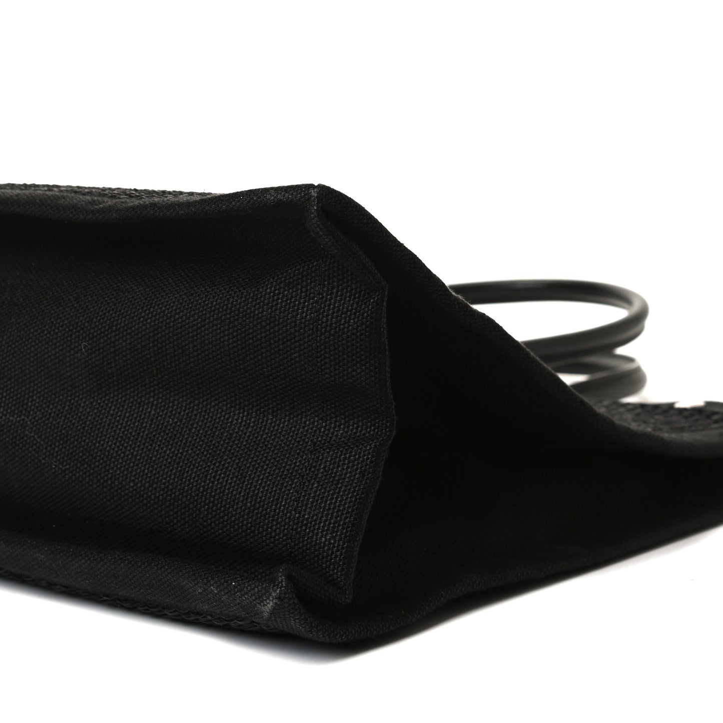 Raffia Linen Calfskin Rive Gauche Tote Black
