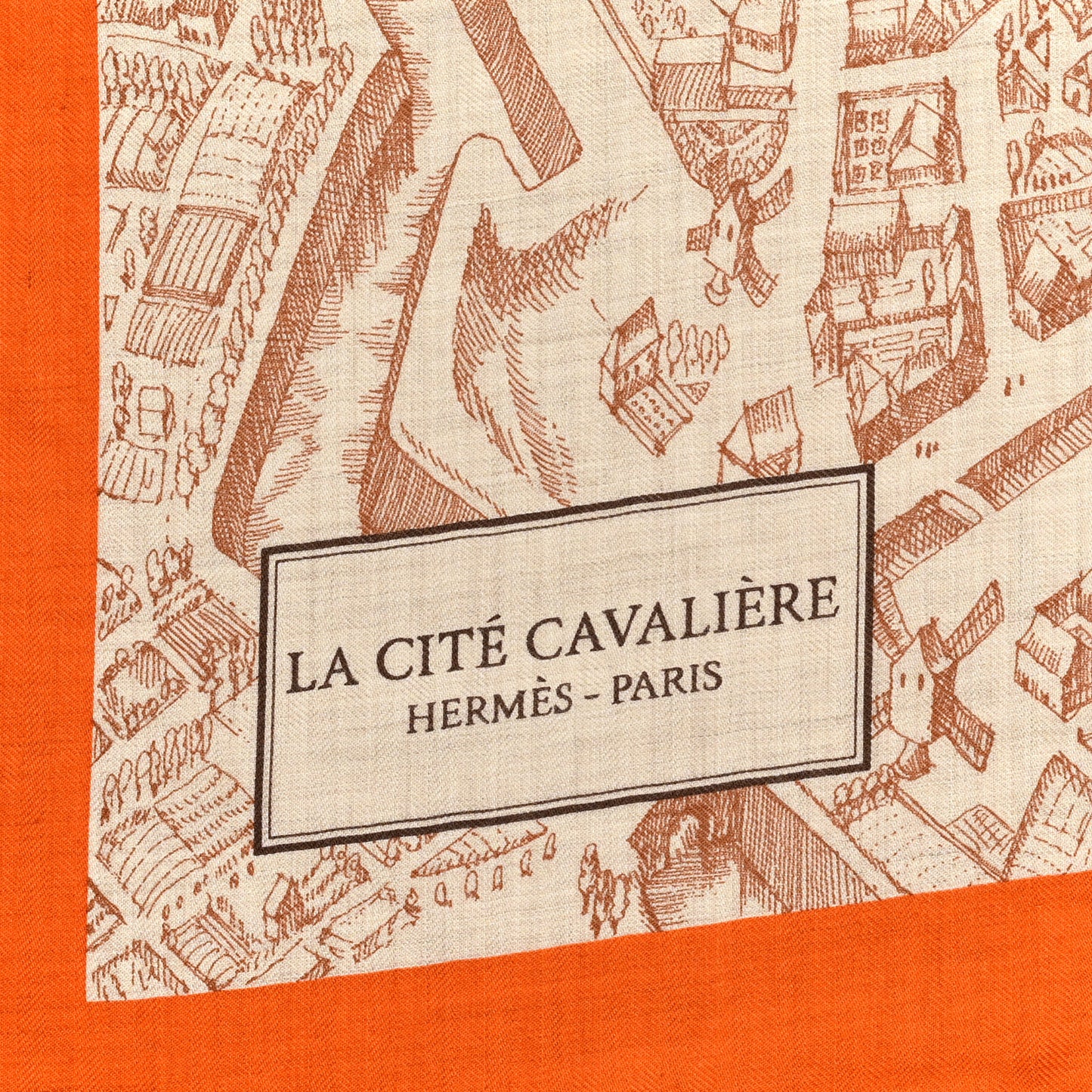 Cashmere Silk La Cite Cavaliere Shawl 140 Orange Naturel Brun