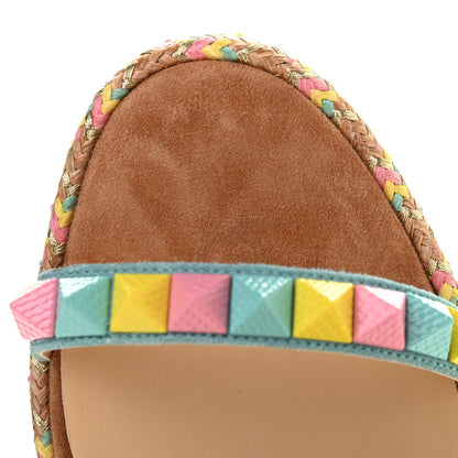 Christian Louboutin Veau Velours Pyraclou 110 Wedge Sandals 38 Biscotto 12 of 13