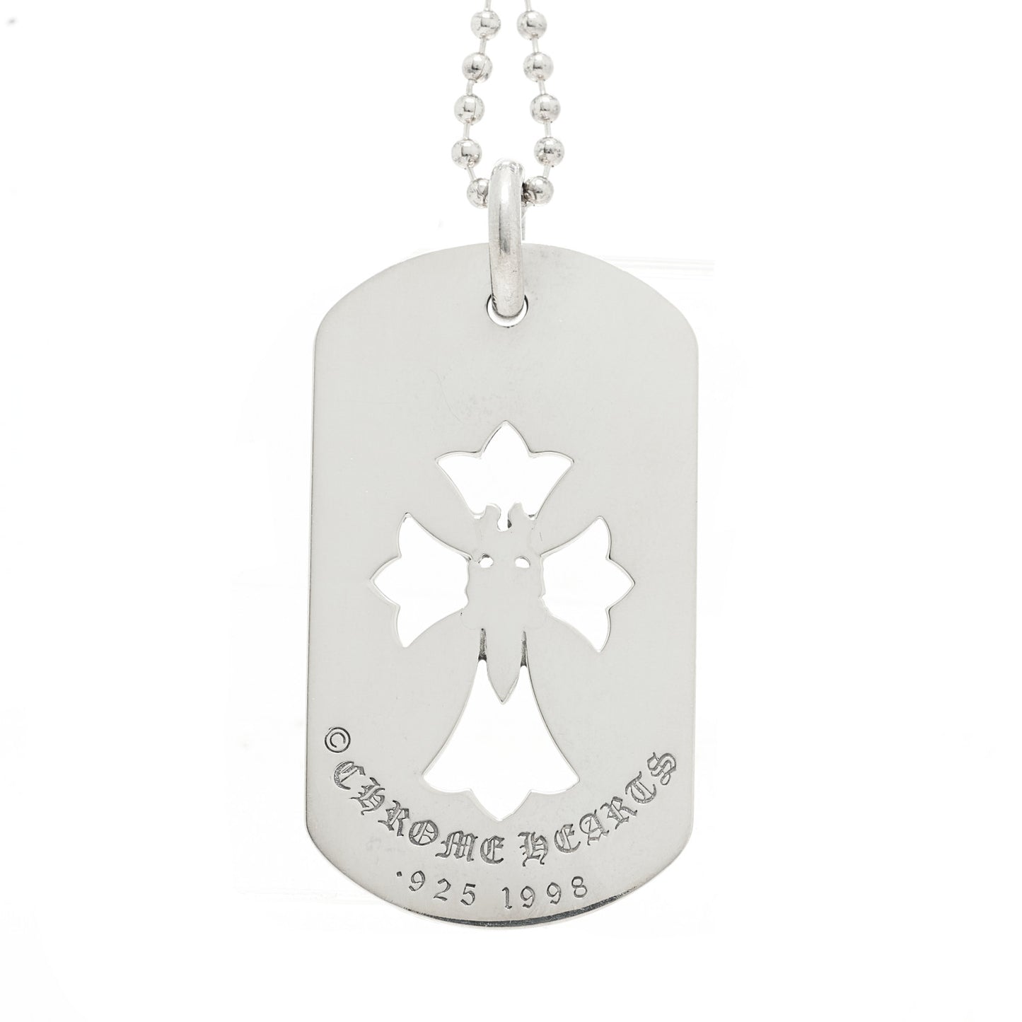 Sterling Silver Dagger Dog Tag Pendant Necklace