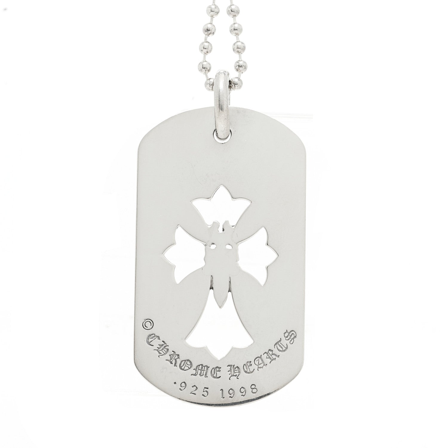 Chrome Hearts Sterling Silver Dagger Dog Tag Pendant Necklace 4 of 5