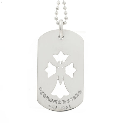Chrome Hearts Sterling Silver Dagger Dog Tag Pendant Necklace 4 of 5