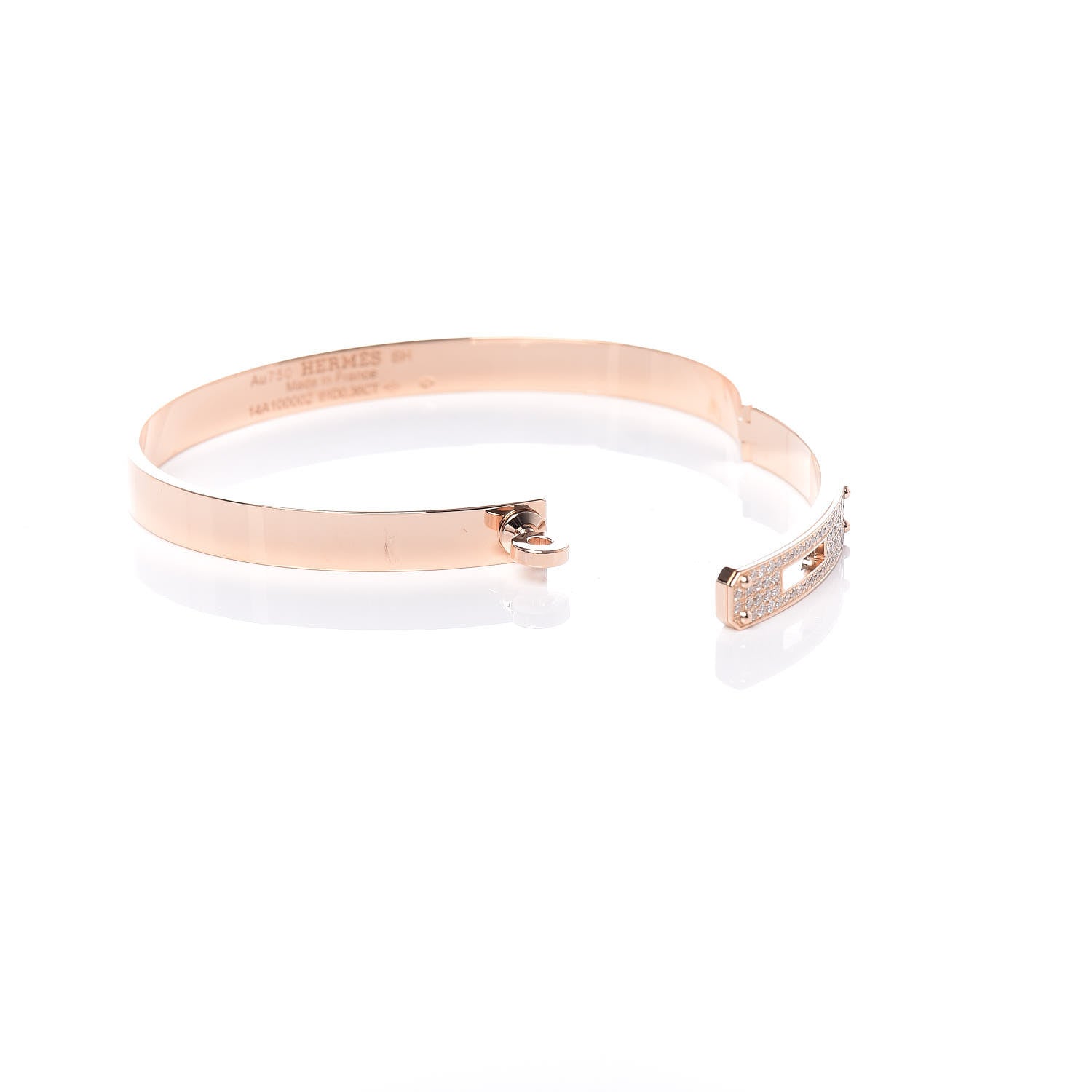 Hermes 18K Rose Gold Diamond PM Kelly Pave Bracelet SH 5 of 6