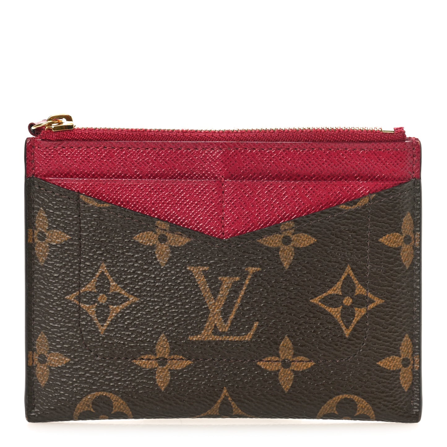 Monogram Zipped Card Holder Fuchsia
