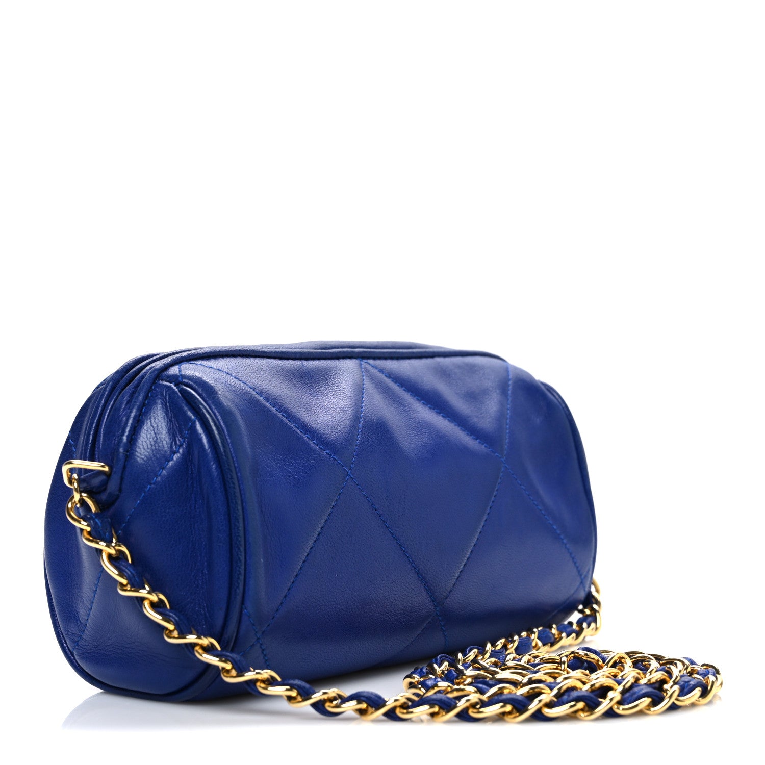 Chanel Lambskin Diamond Quilted Small Shoulder Bag Blue 3 of 12