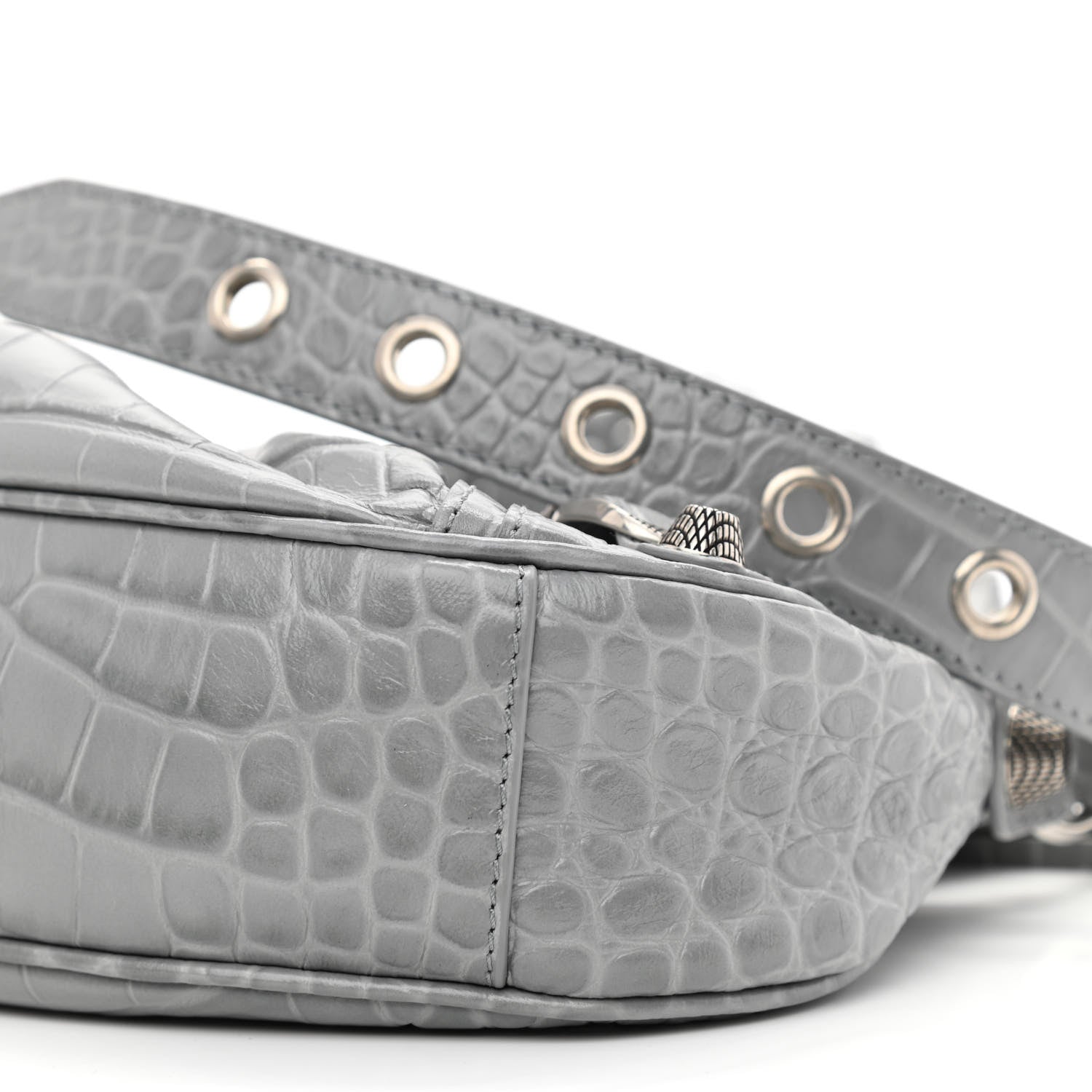 Balenciaga Extra Supple Calfskin Crocodile Embossed Le Cagole Shoulder Bag XS Balenciaga Grey 12 of 13