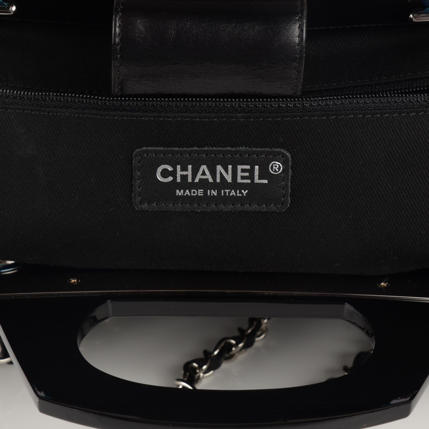 Chanel Glazed Calfskin Quilted Small CC Delivery Tote Black 6 of 7