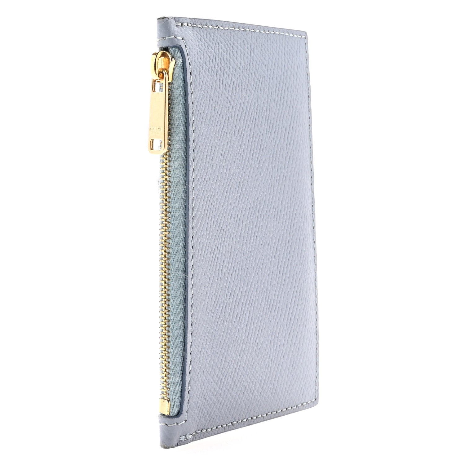 Celine Grained Calfskin Zipped Card Holder Arctic Blue 3 of 8