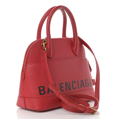 Balenciaga Signature Grained Calfskin Logo S Ville Top Handle Bag Rouge Lantern Black 3 of 15