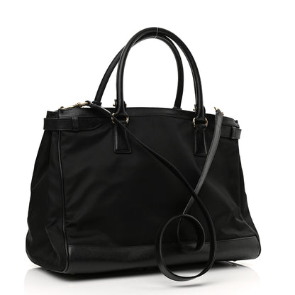 Salvatore Ferragamo Nylon Hammered Calfskin Batik Tote Black 3 of 9