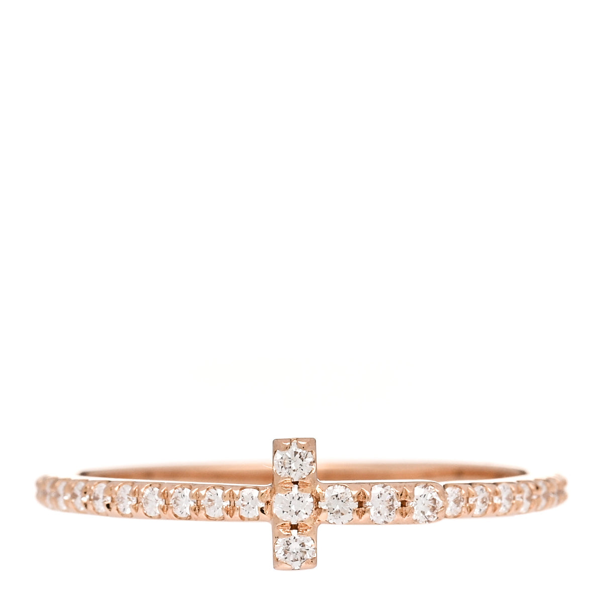 18K Rose Gold Diamond T Wire Pave Ring 50 5.5