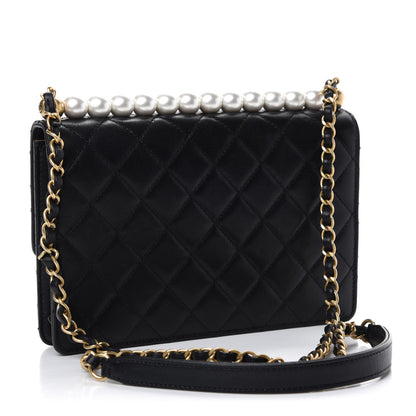 Chanel Lambskin Quilted Small Chic Pearls Flap Black 3 of 12
