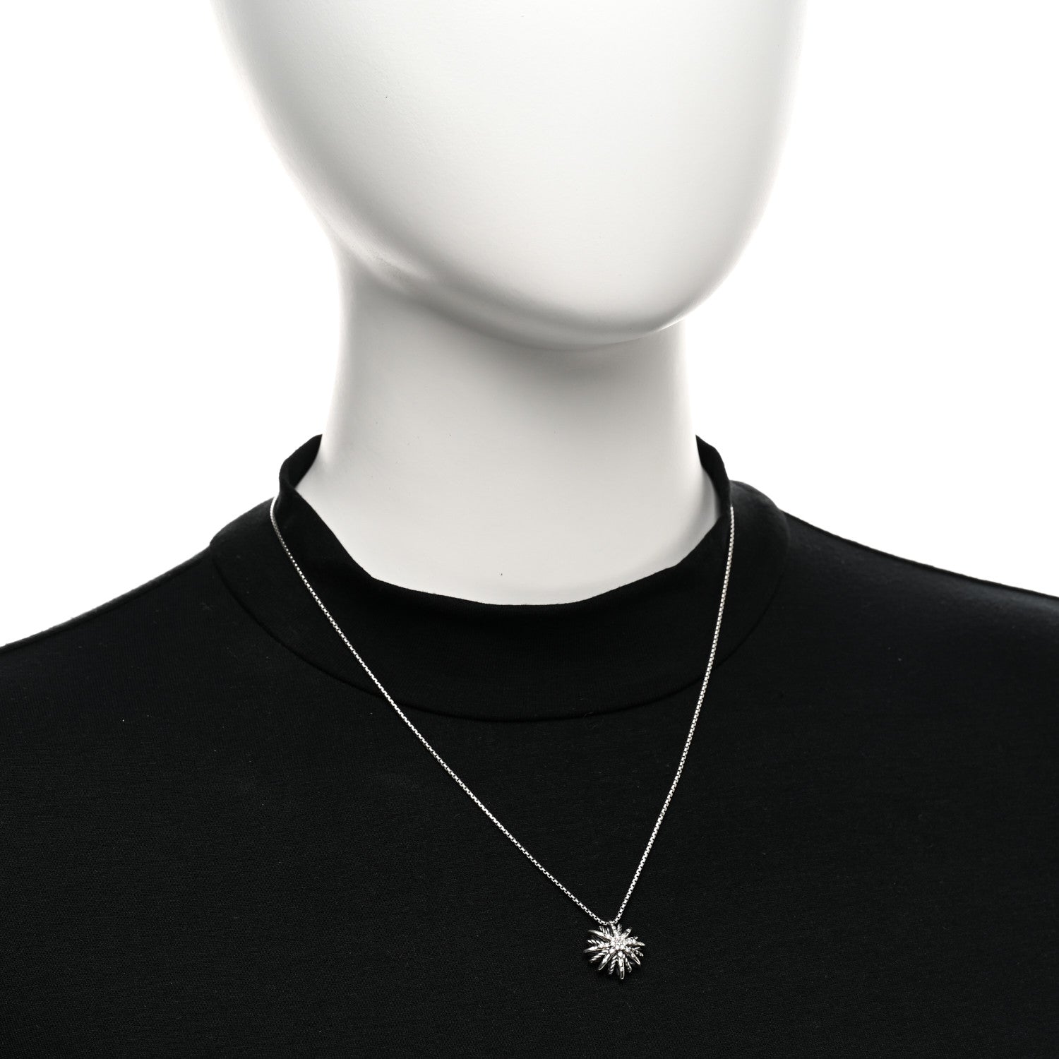David Yurman Sterling Silver Diamond 16mm Starburst Pendant Necklace 2 of 4