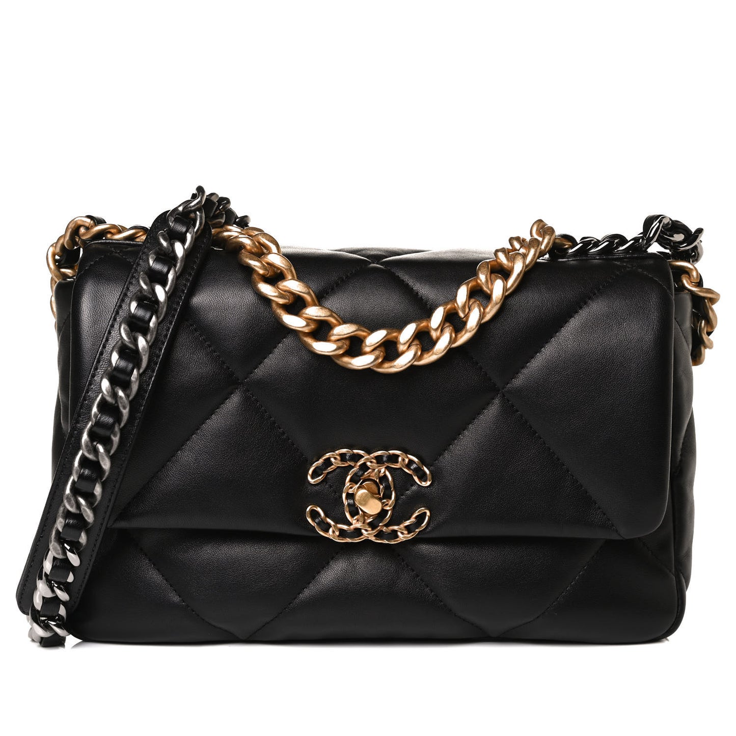Lambskin Quilted Medium Chanel 19 Flap Black