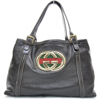 Gucci Leather Britt Tote Dark Brown 2 of 9