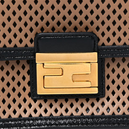Fendi Vitello Liberty Glossy Lambskin Perforated Small Kan U Shoulder Bag Sand Mimosa Black 8 of 8