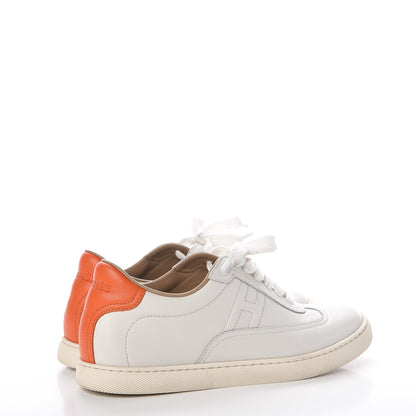 Hermes Calfskin Quicker Sneakers 36.5 White Orange 4 of 10