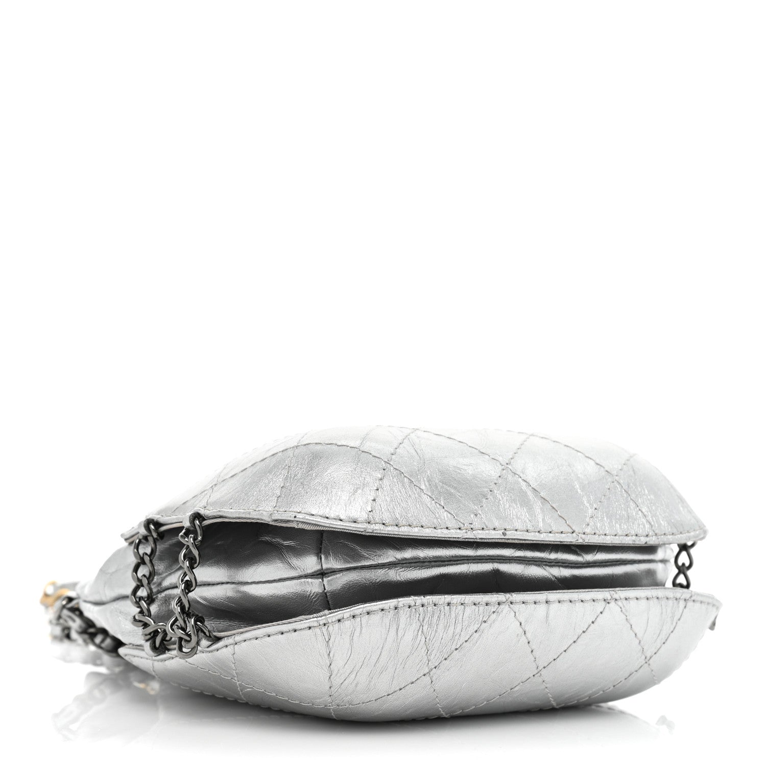 Chanel Metallic Aged Calfskin Quilted Small Gabrielle Bucket Silver 4 of 8