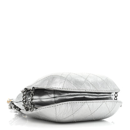 Chanel Metallic Aged Calfskin Quilted Small Gabrielle Bucket Silver 4 of 8