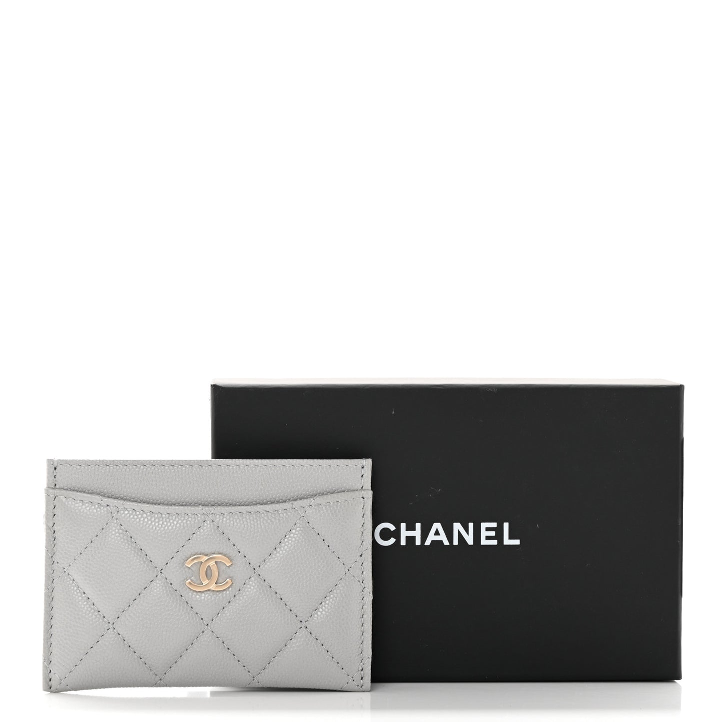 Caviar Quilted Card Holder Grey