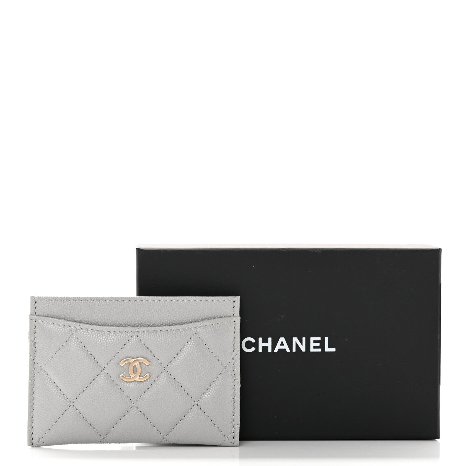 Chanel Caviar Quilted Card Holder Grey 9 of 9