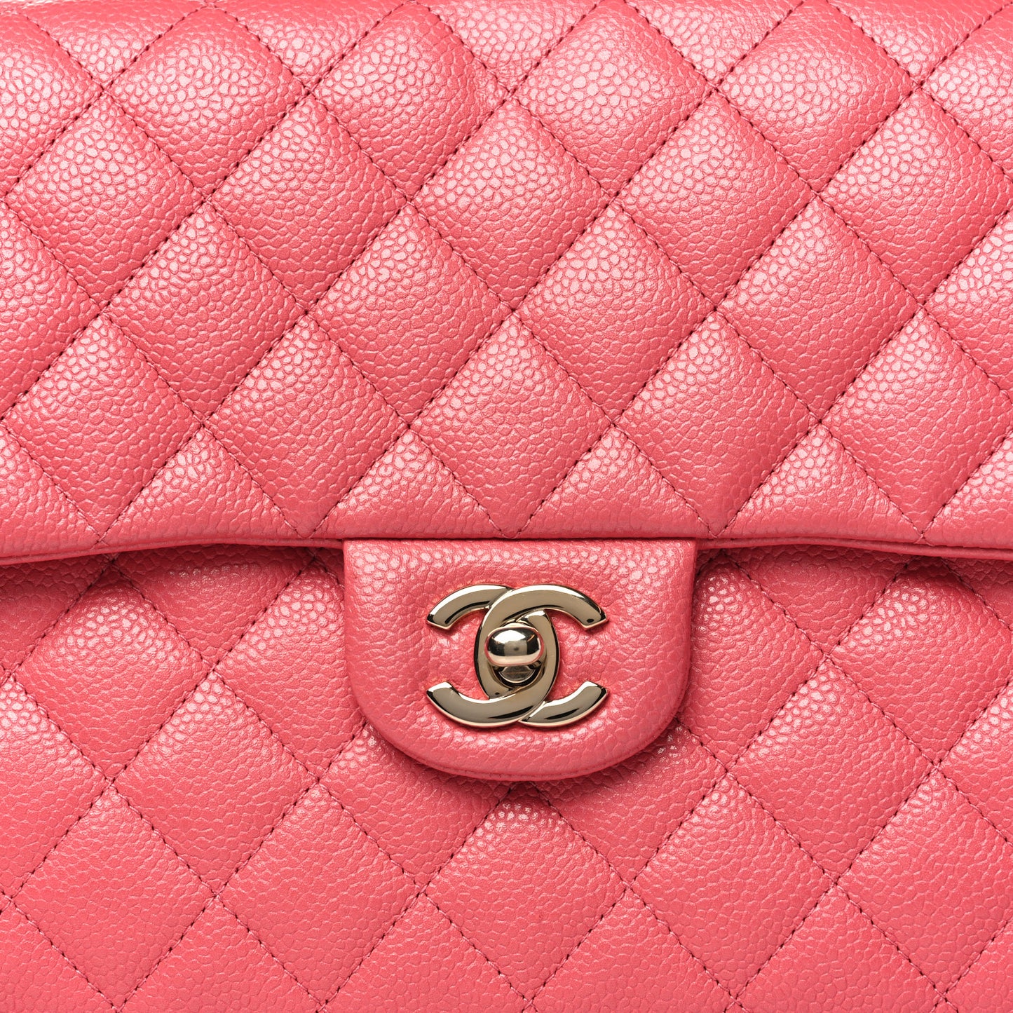 Caviar Quilted Flap Clutch Pink