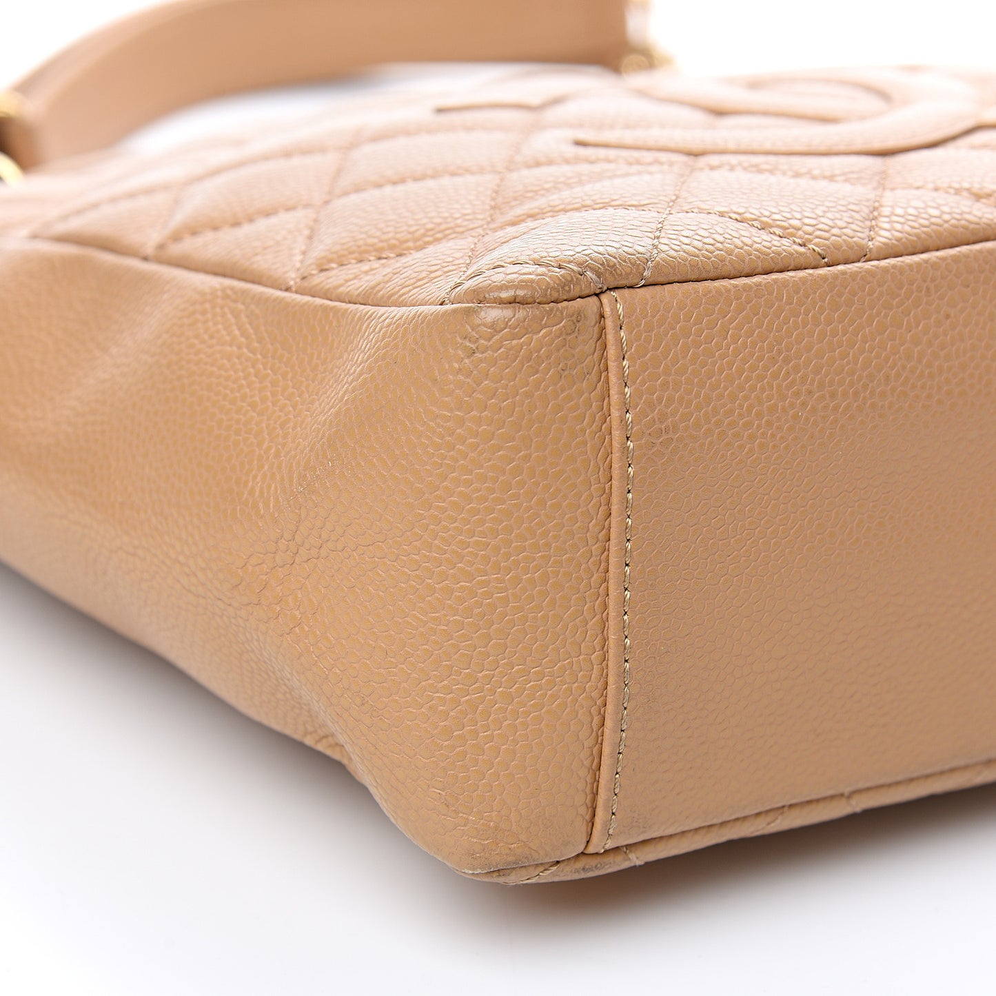 Caviar Quilted Petit Shopping Tote PST Dark Beige