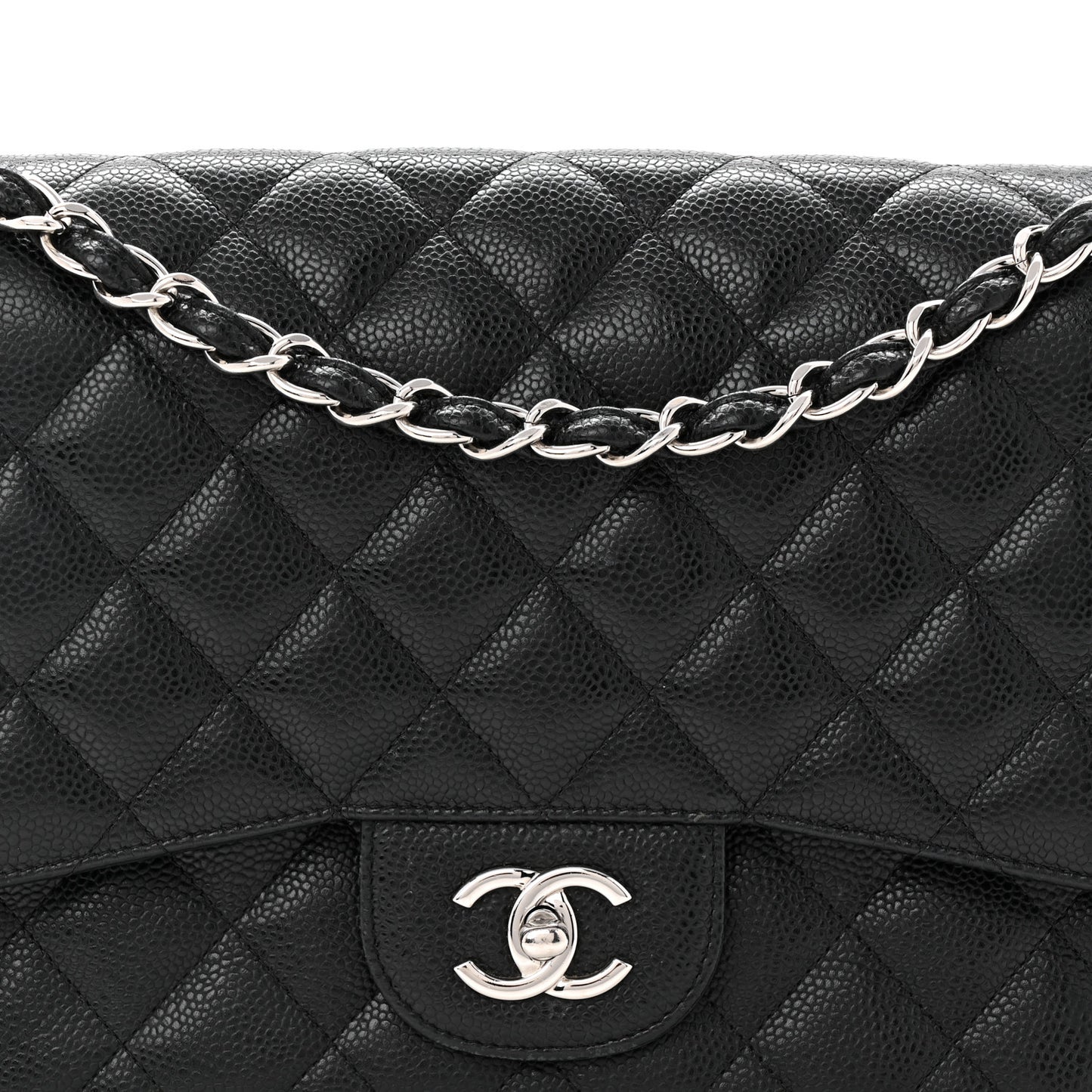 Caviar Quilted Jumbo Double Flap Black