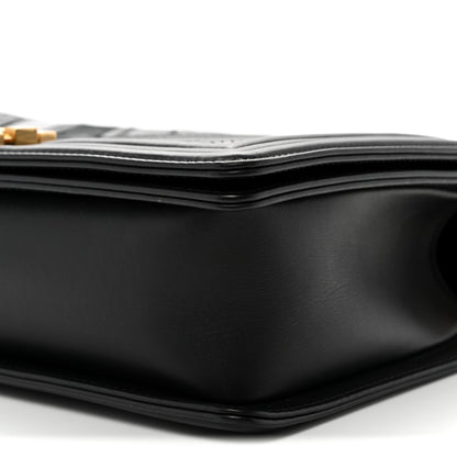 Chanel Calfskin Caviar Suede Chevron New Medium Boy Flap Black 10 of 11
