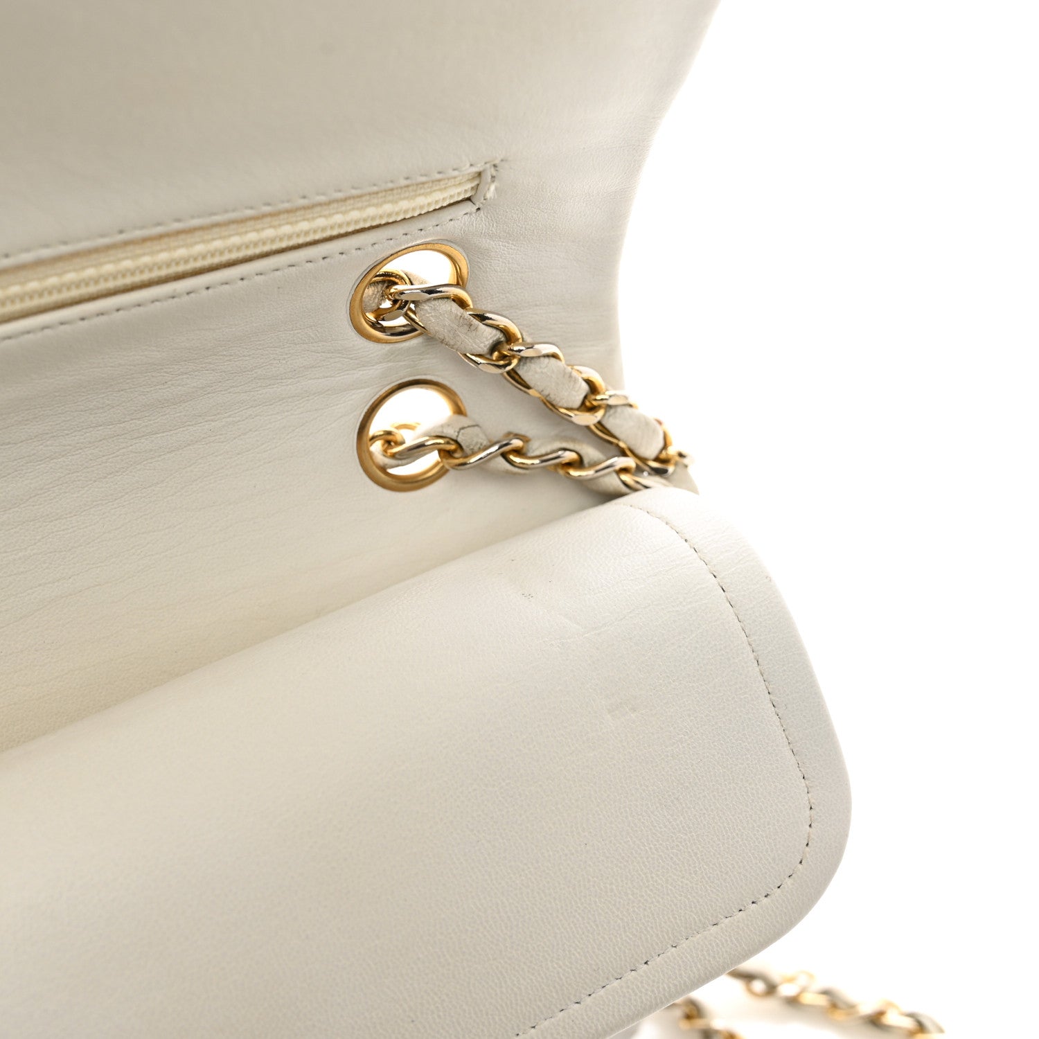 Chanel Lambskin Quilted Medium Double Flap White 13 of 15
