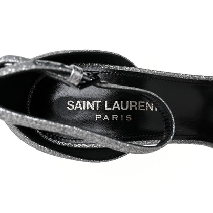Saint Laurent Glitter Amber 105 Ankle Strap Sandals 38 Silver 7 of 9