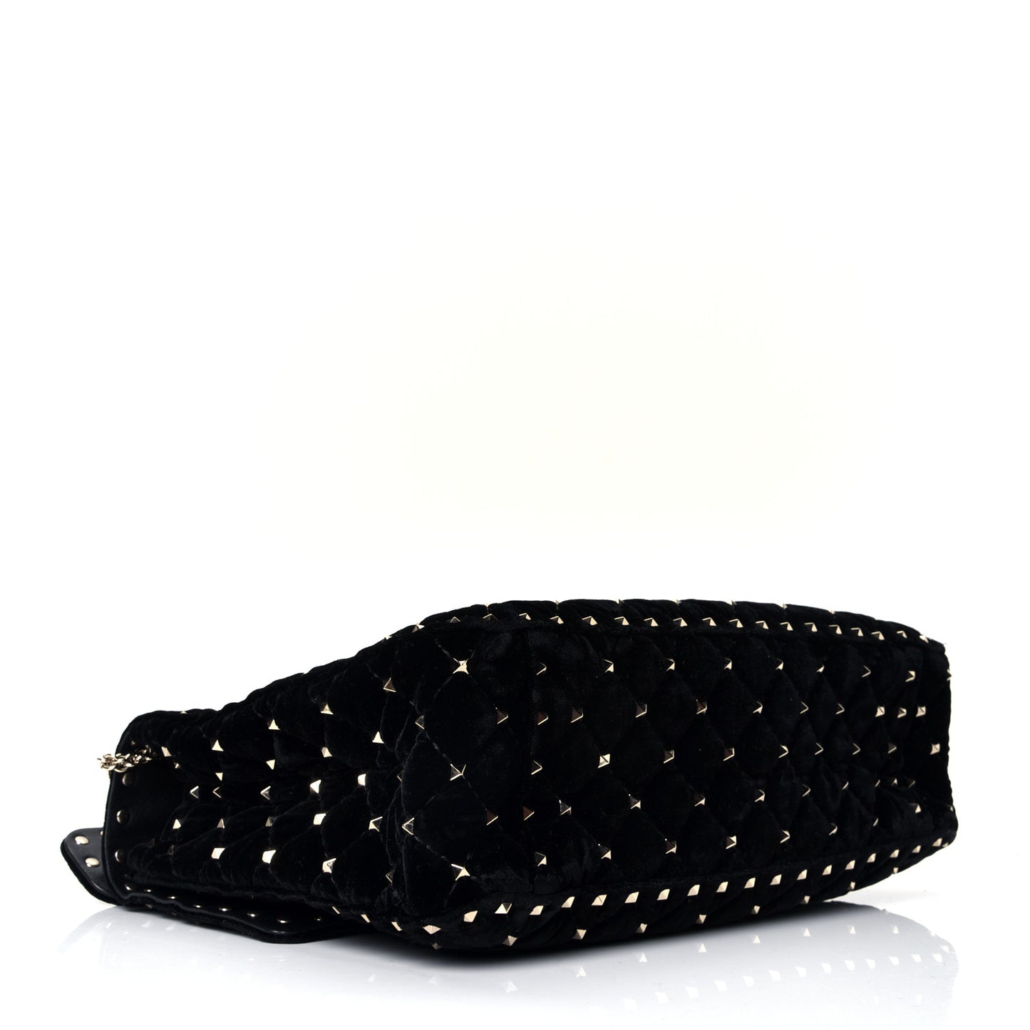 Velvet Large Rockstud Spike Shoulder Bag Black