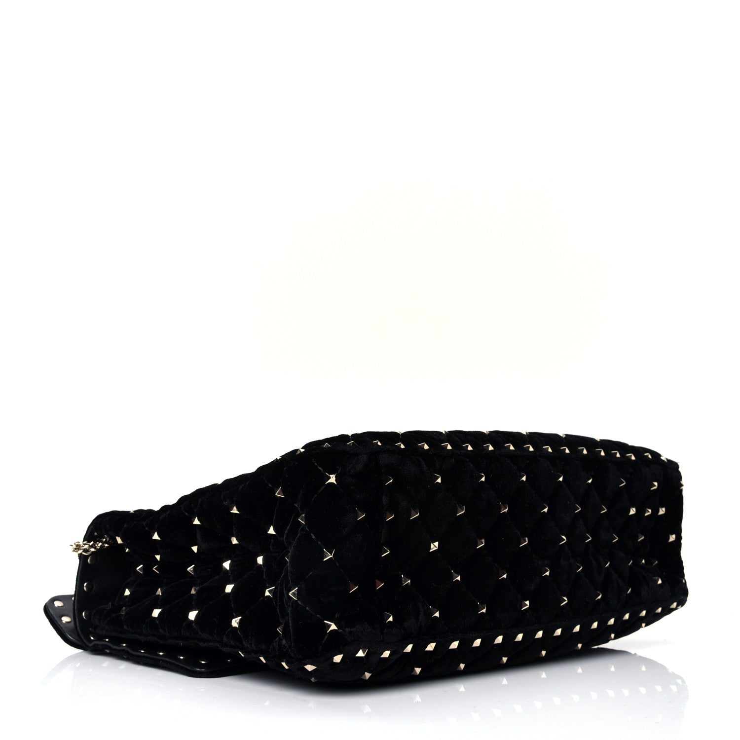Valentino Garavani Velvet Large Rockstud Spike Shoulder Bag Black 3 of 4