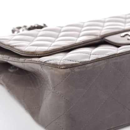 Chanel Lambskin Quilted Jumbo Single Flap Dark Grey 13 of 16