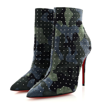 Christian Louboutin Veau Velours Camouflage So Kate Booty Plume 100 Ankle Boots 37 Multi Silver 3 of 7