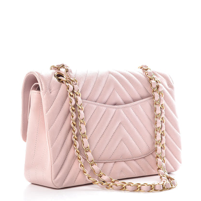 Chanel Caviar Chevron Quilted Medium Double Flap Light Pink 3 of 10