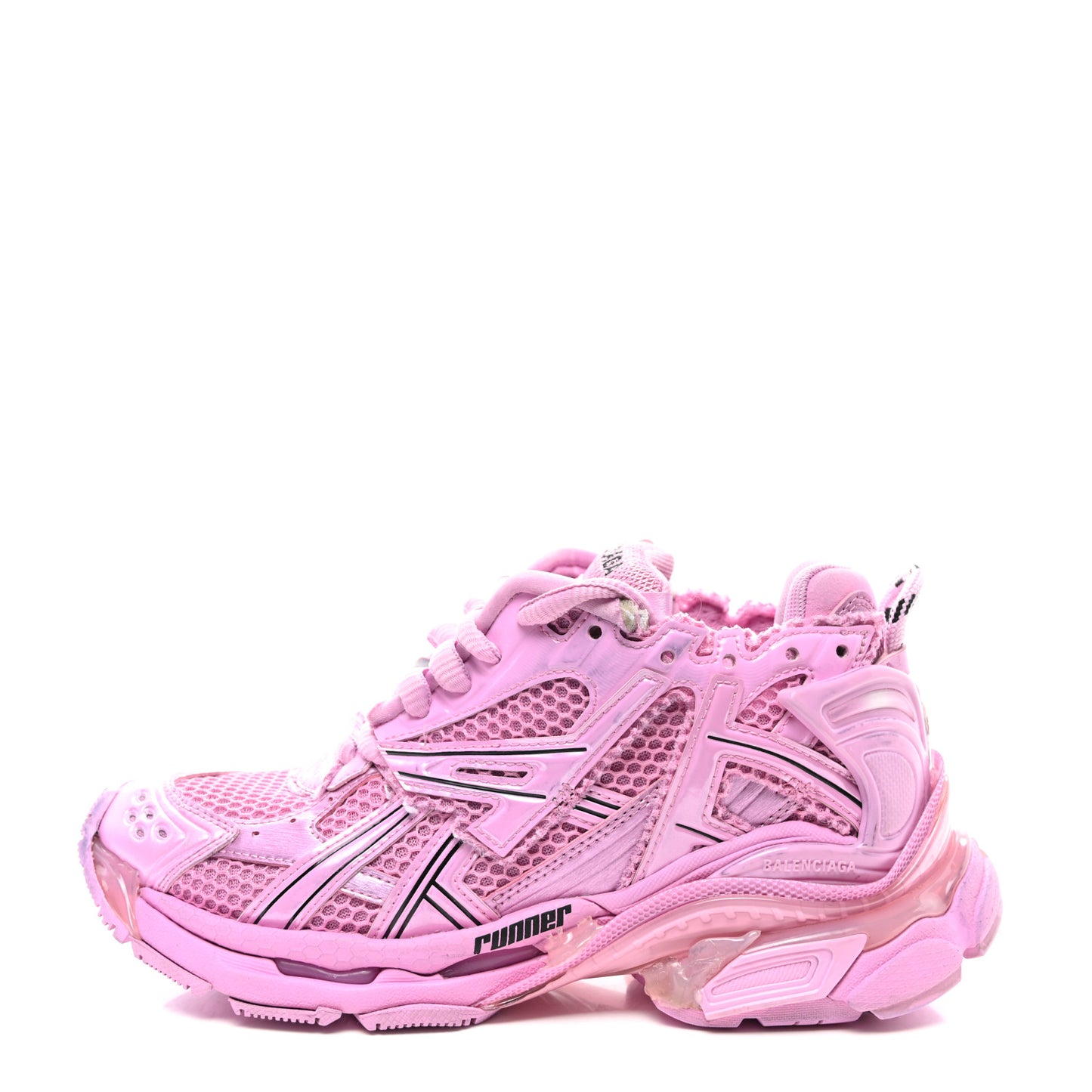 Mesh Rubber Distressed Womens Runner Sneakers 35 Pink