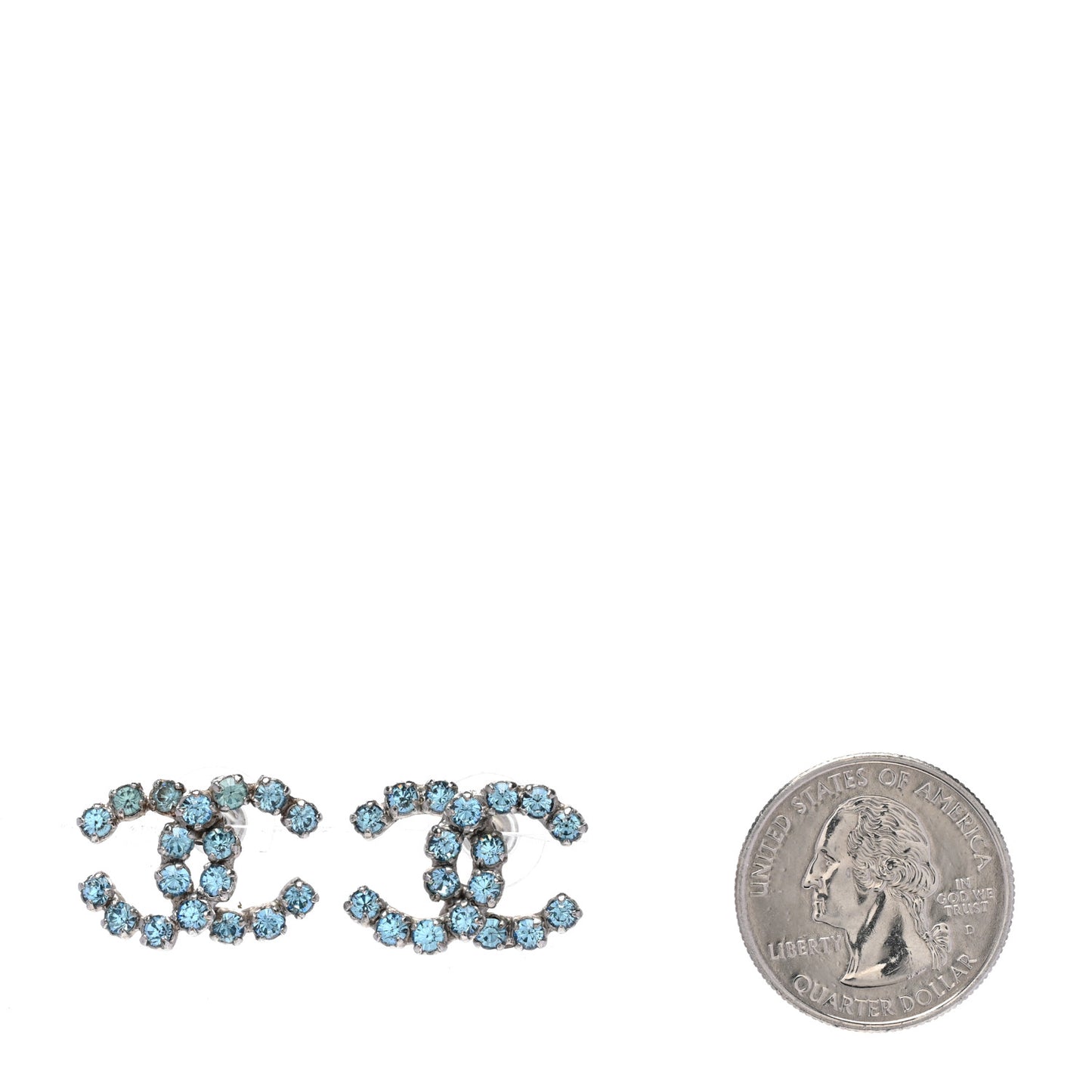 Crystal CC Earrings Silver Blue