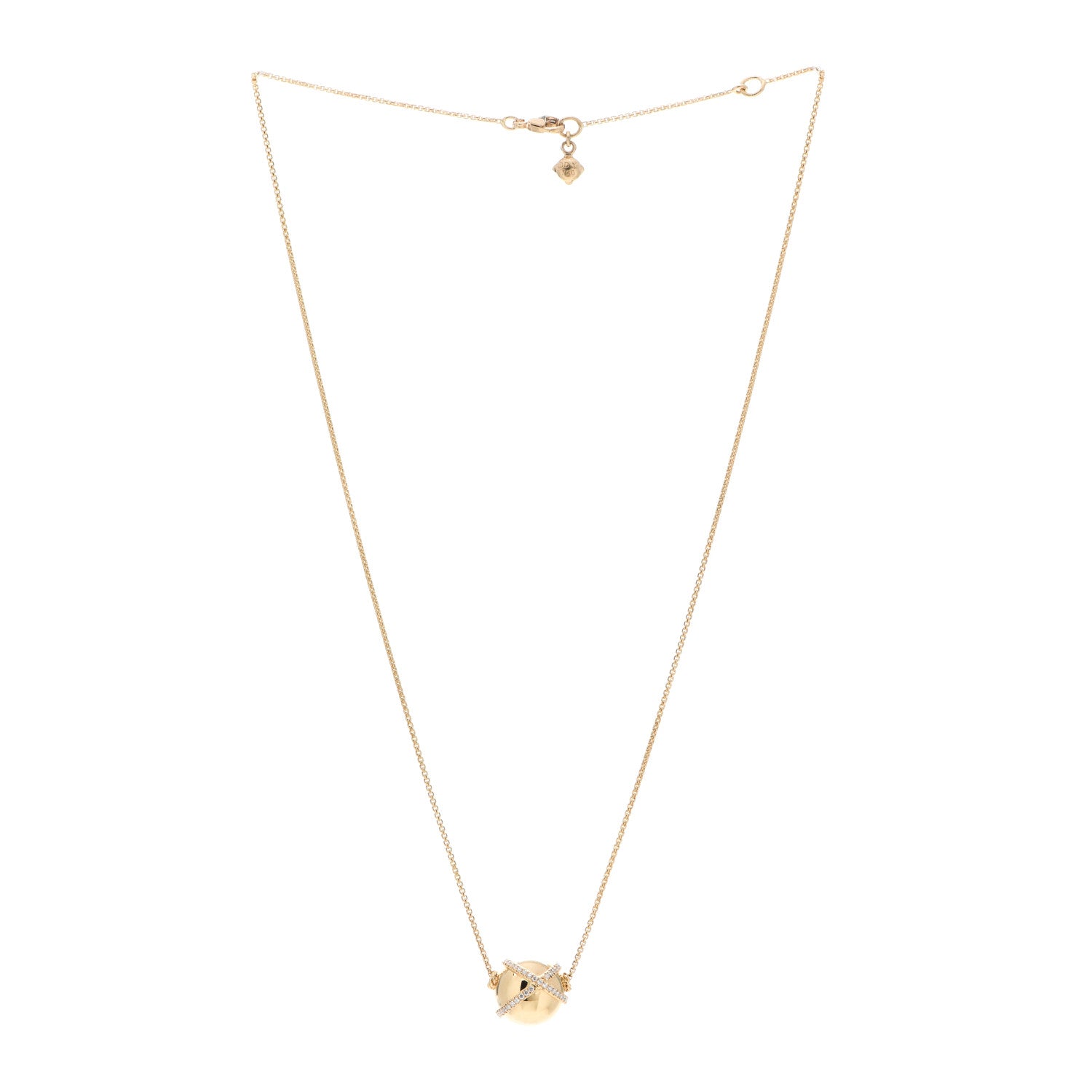 David Yurman 18K Yellow Gold Diamond 14mm Solari Pave Wrap Pendant Necklace 3 of 4