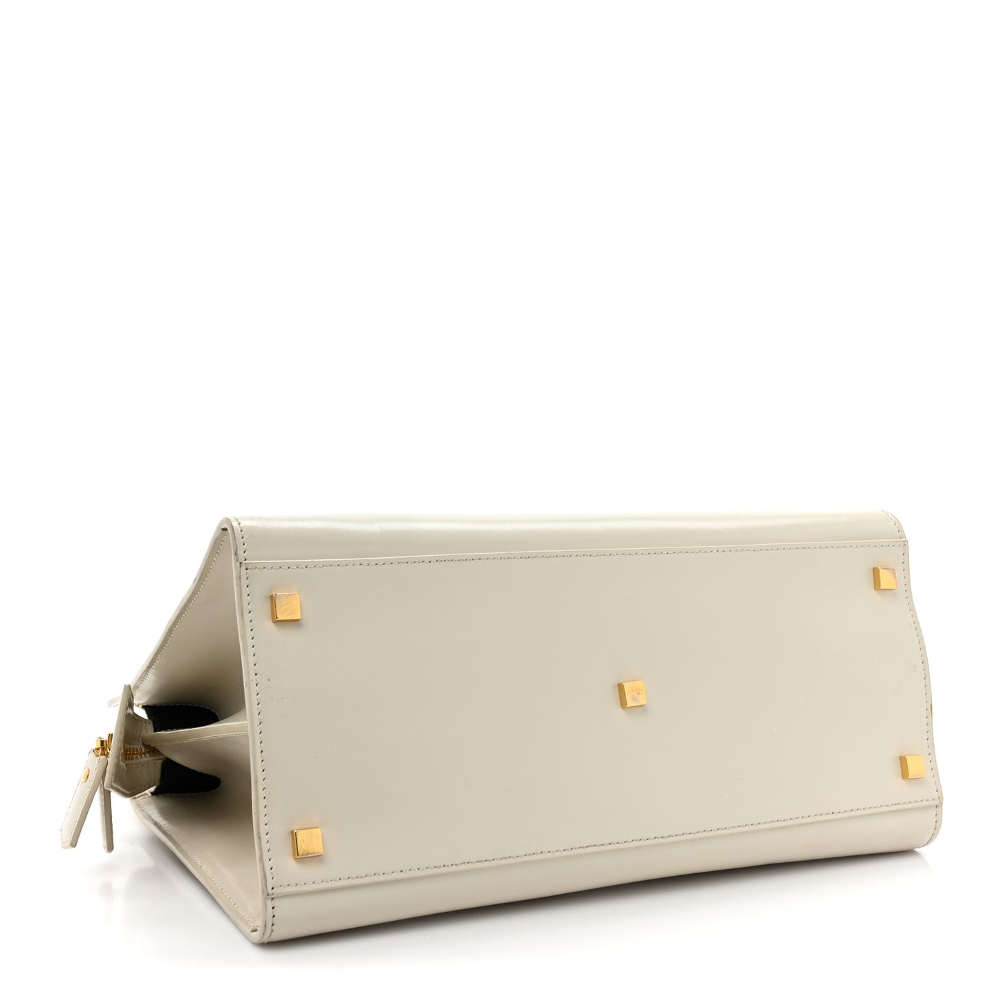 Shiny Calfskin Medium Uptown Tote White