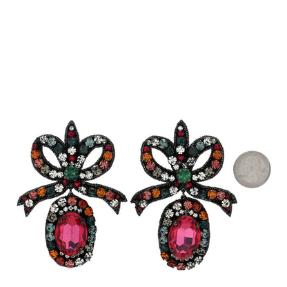 Gucci Metal Crystal Embroidered Bow Earrings Multicolor 2 of 8